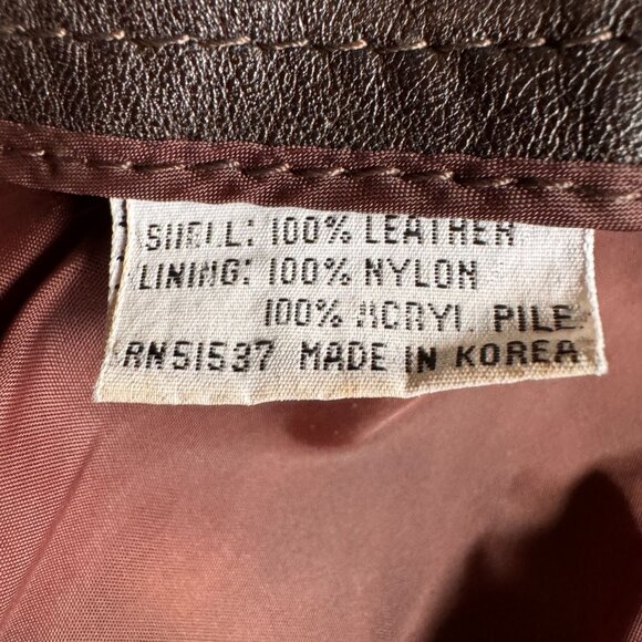 Vtg Western Leather Jacket Mens 42 Korea Vintage Brown Cowboy Peter Pan Collar - Picture 3 of 7